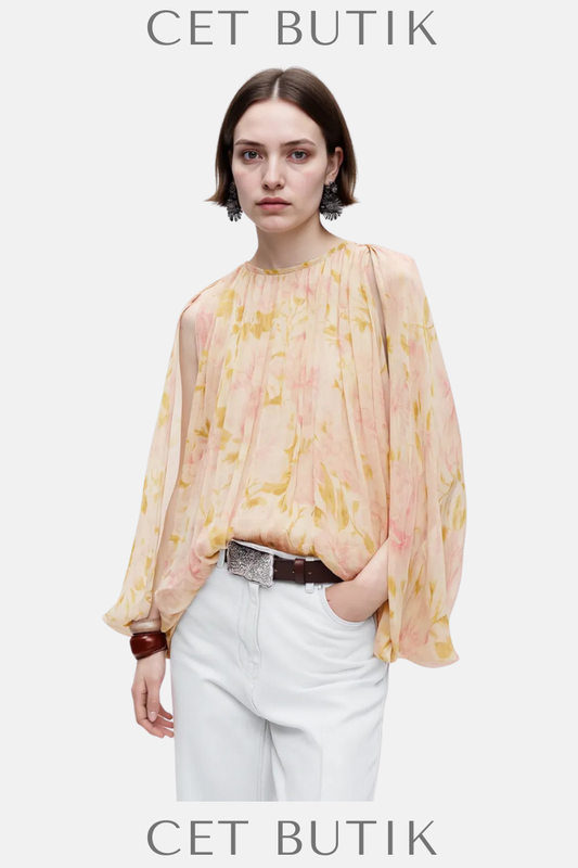 Zara ZW Collection Çiçek Baskılı Viskon Bluz – Renkli