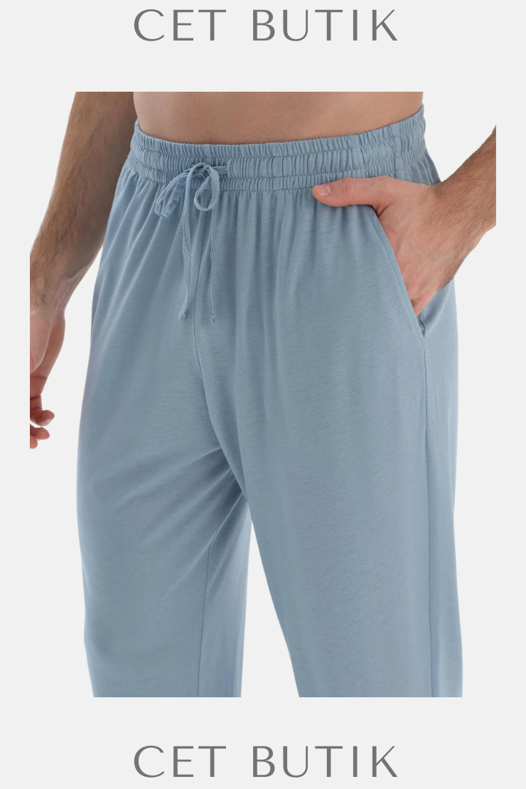 DAGİ Açık Mavi Kısa Kollu Patlı Basic Pijama Takımı
