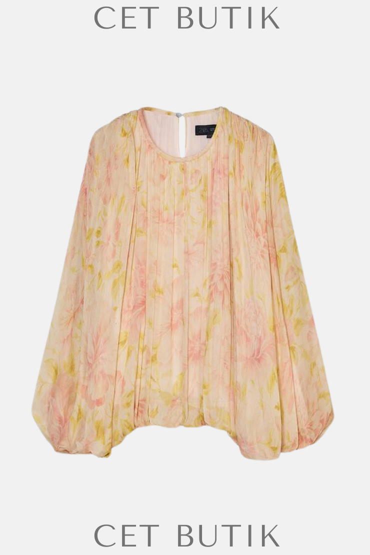Zara ZW Collection Çiçek Baskılı Viskon Bluz – Renkli
