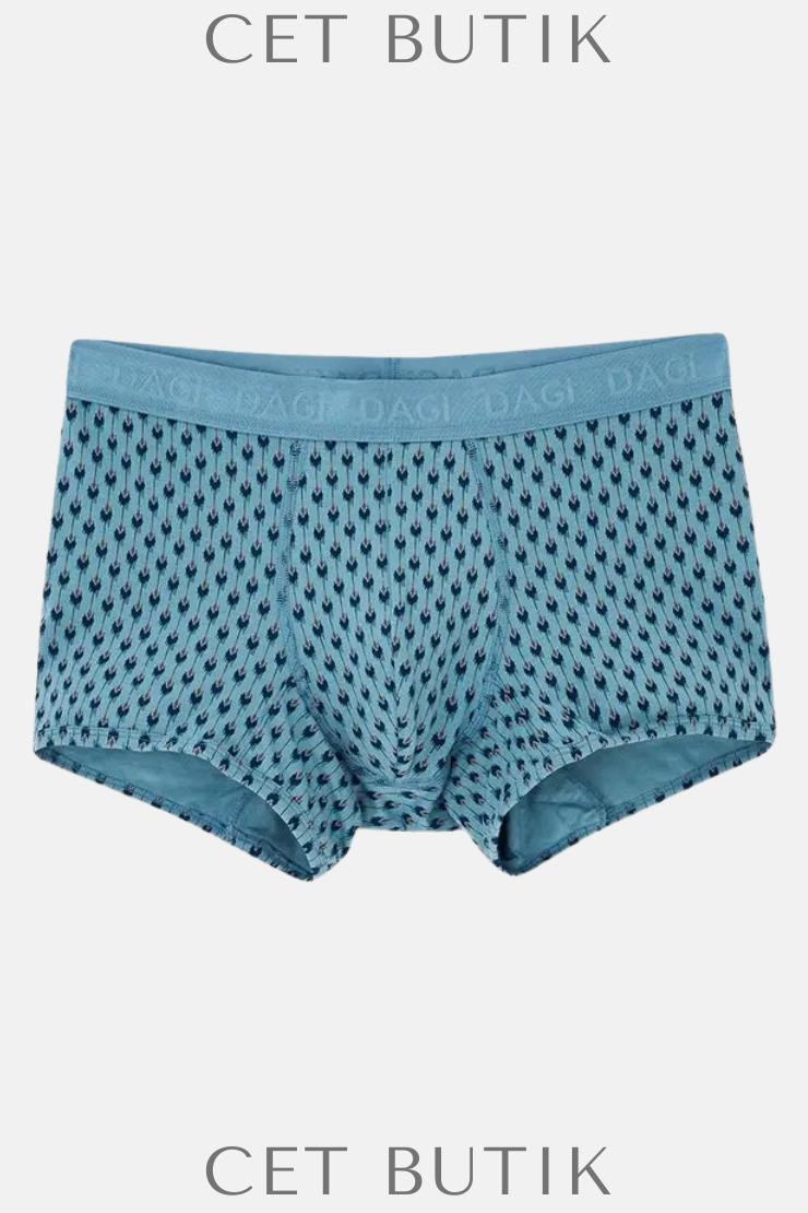 Dagi Light Blue-Navy 4210 3’lü Desenli Micro Modal Boxer Seti