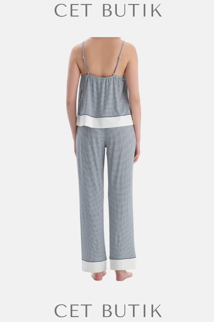 Dagi Lacivert Metraj Desenli Atlet & Pantolon Pijama Takımı
