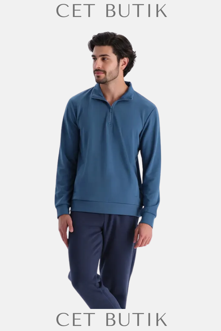 Dagi Erkek Dik Yaka Yarım Fermuarlı Sweatshirt