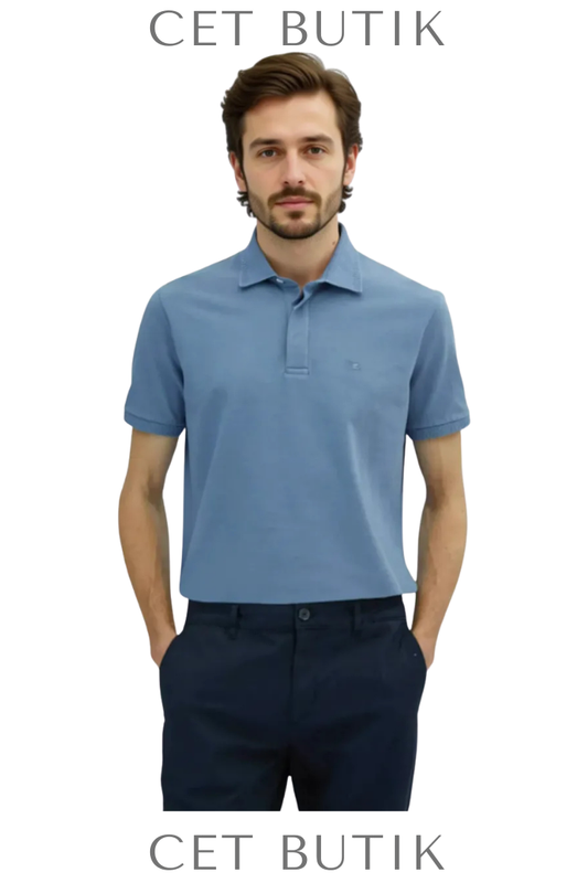 Kip Aviator Mavi Düz Polo Yaka T-Shirt
