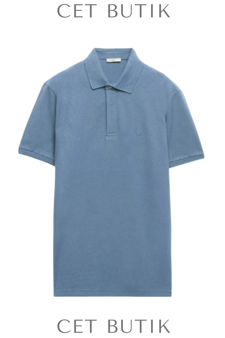 Kip Aviator Mavi Düz Polo Yaka T-Shirt