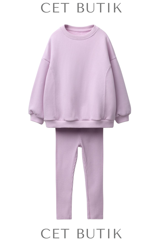 ZARA Fiyonklu Sweatshirt & Fitilli Tayt Takımı
