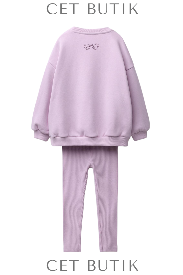 ZARA Fiyonklu Sweatshirt & Fitilli Tayt Takımı