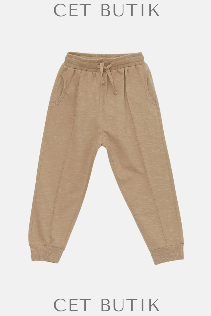 LCW Erkek Bebek Bej Beli Lastikli Basic Jogger Eşofman Altı