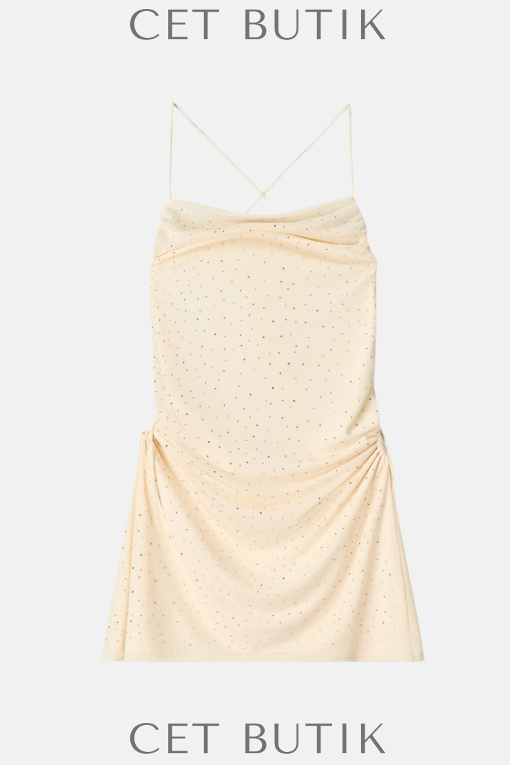 Bershka Mini Elbise – Rhinestone Taşlı Askılı