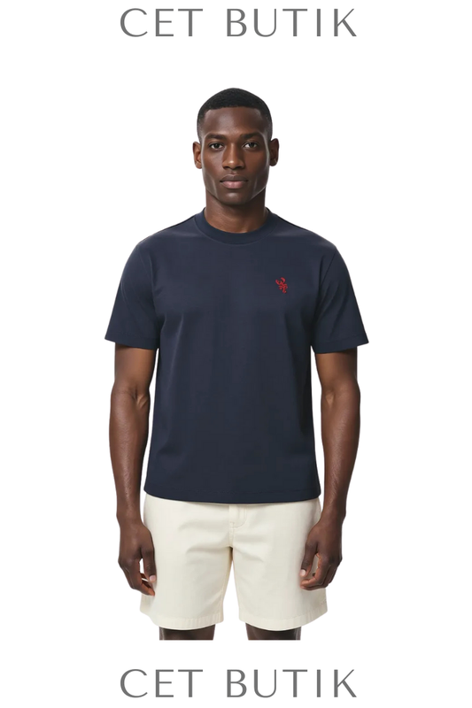 Mango Man Koyu Mavi Basic T-Shirt