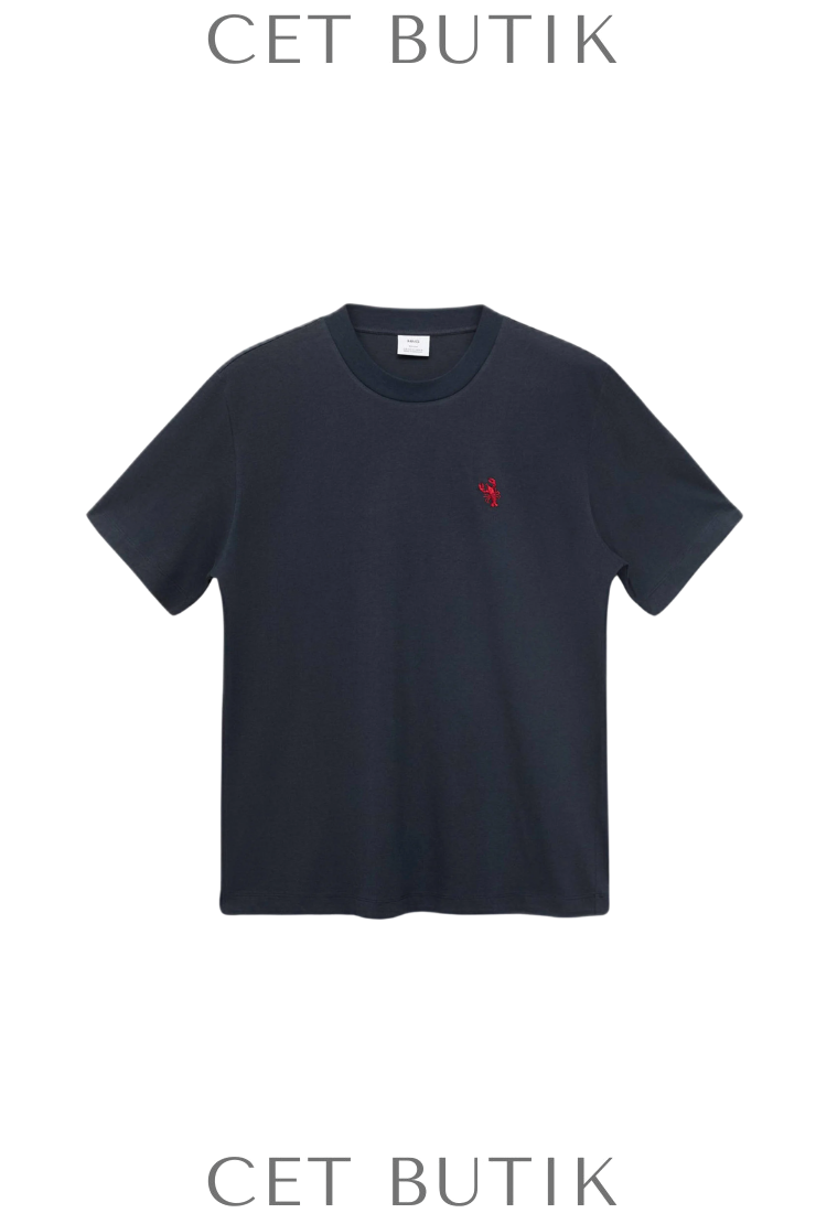 Mango Man Koyu Mavi Basic T-Shirt