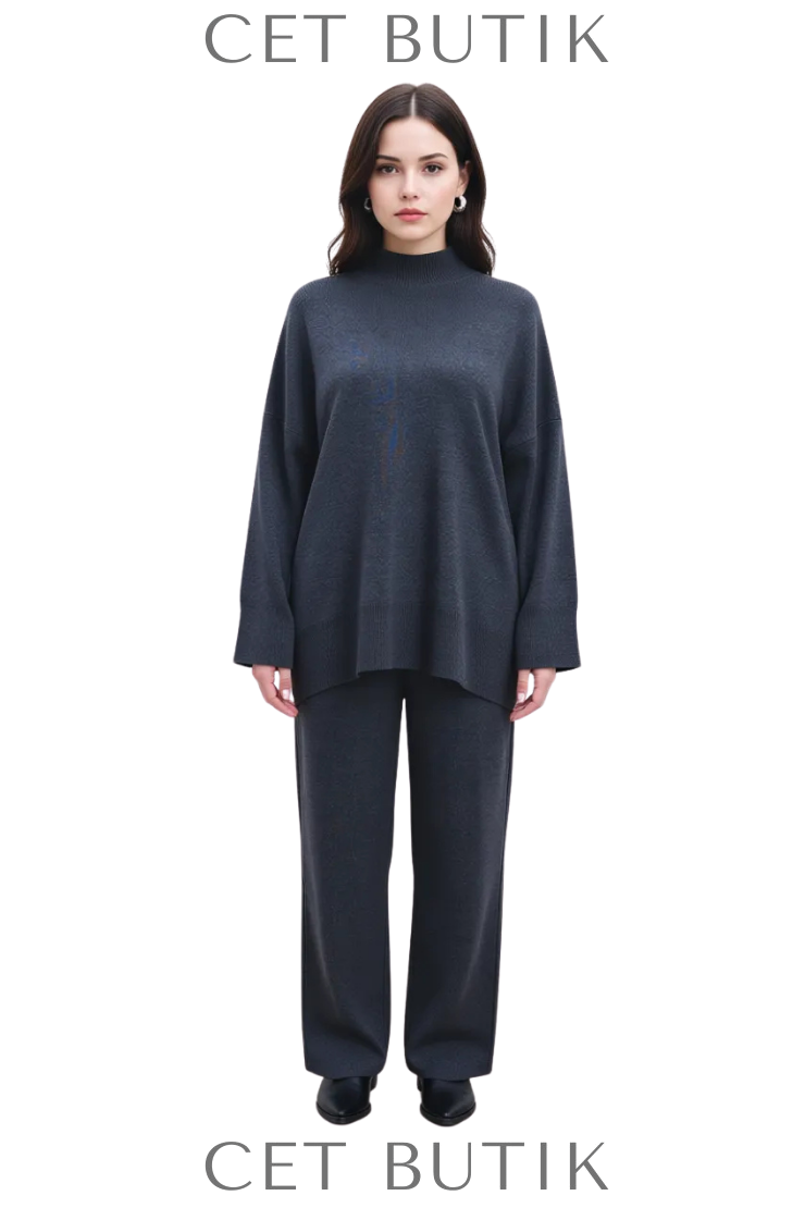 Manuka M-4595 Oversize Yüksek Yaka Kazak – Antrasit