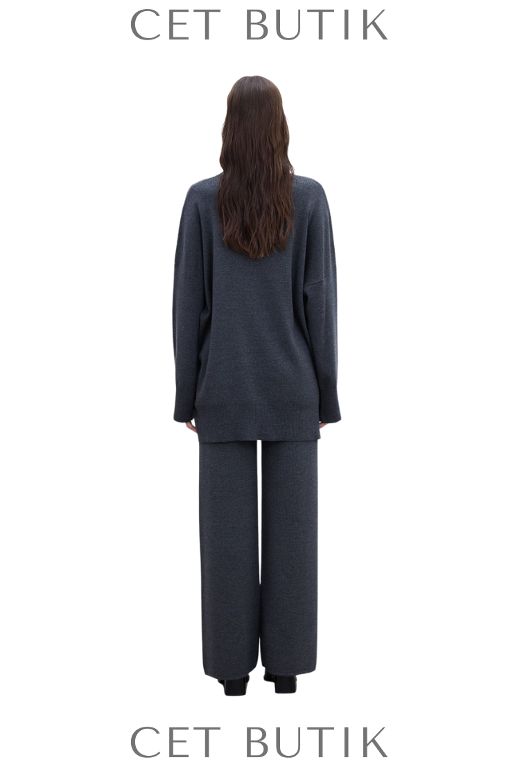 Manuka M-4595 Oversize Yüksek Yaka Kazak – Antrasit