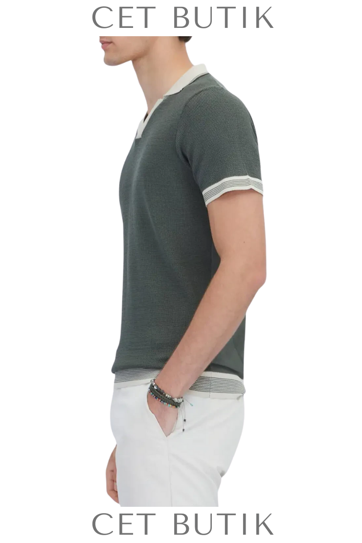 Kip Khaki Knitwear – Polo Yaka Hybrid Triko