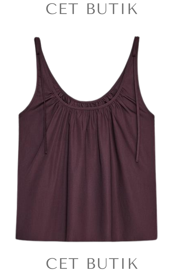 Zara Kadın Poplin Tie Top Bordo %100 Pamuk Bağcıklı Poplin Üst