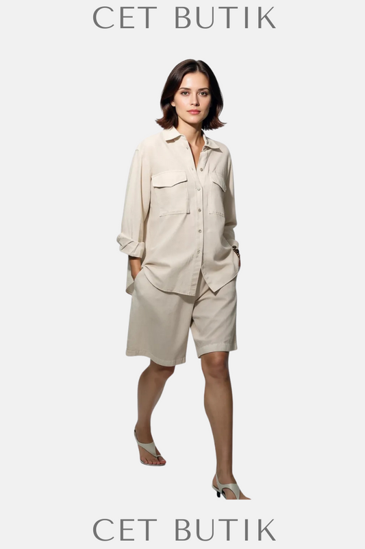Zara ZW Collection Keten Karışımlı Cepli Gömlek – Ekru | Şık ve Rahat