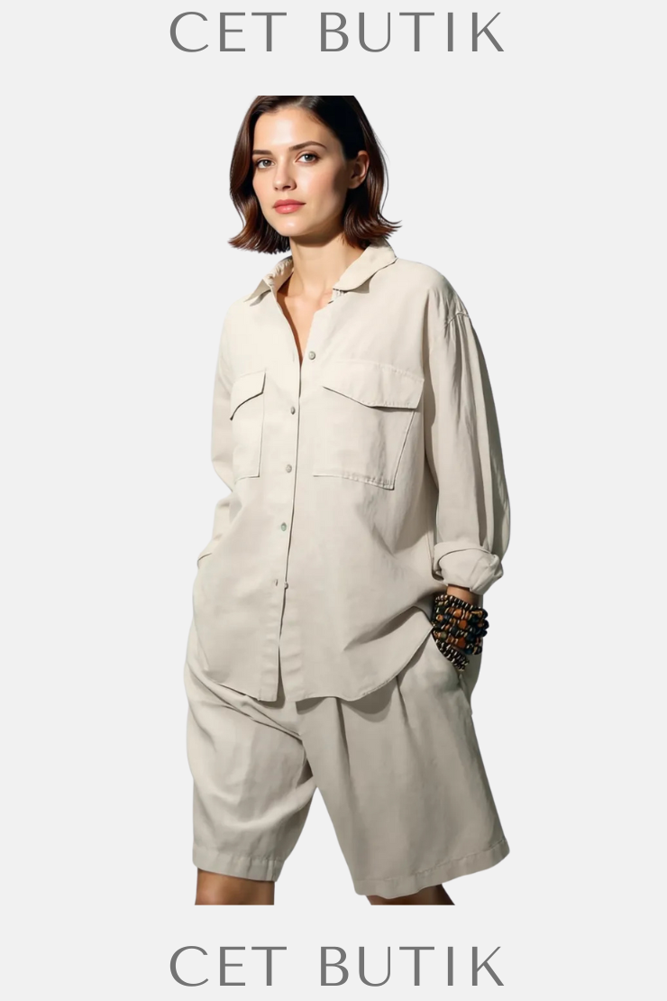 Zara ZW Collection Keten Karışımlı Cepli Gömlek – Ekru | Şık ve Rahat