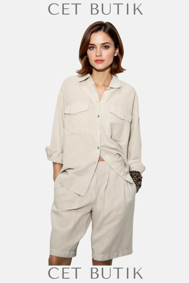 Zara ZW Collection Keten Karışımlı Cepli Gömlek – Ekru | Şık ve Rahat
