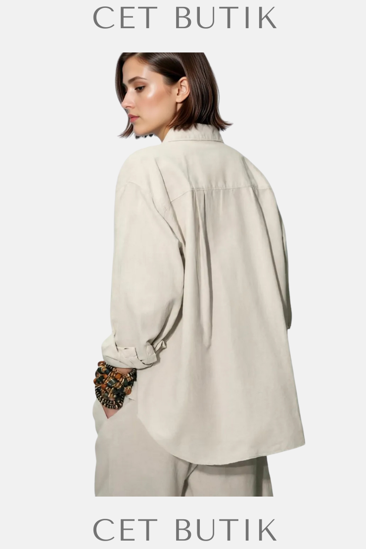 Zara ZW Collection Keten Karışımlı Cepli Gömlek – Ekru | Şık ve Rahat
