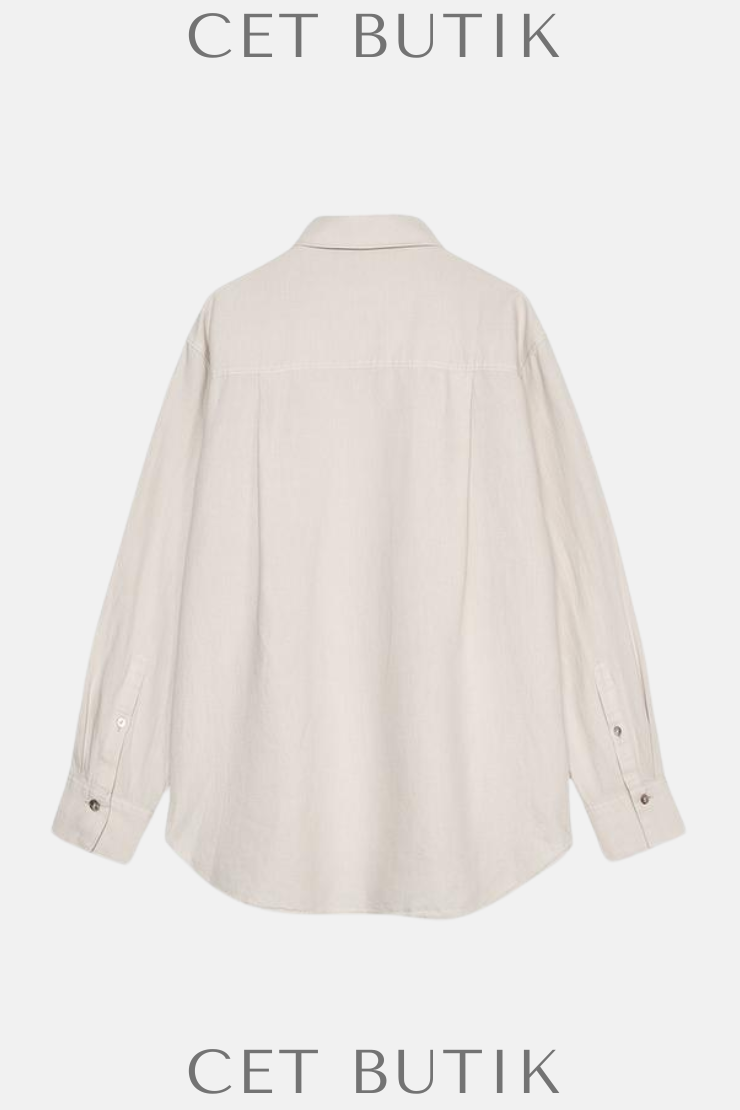 Zara ZW Collection Keten Karışımlı Cepli Gömlek – Ekru | Şık ve Rahat