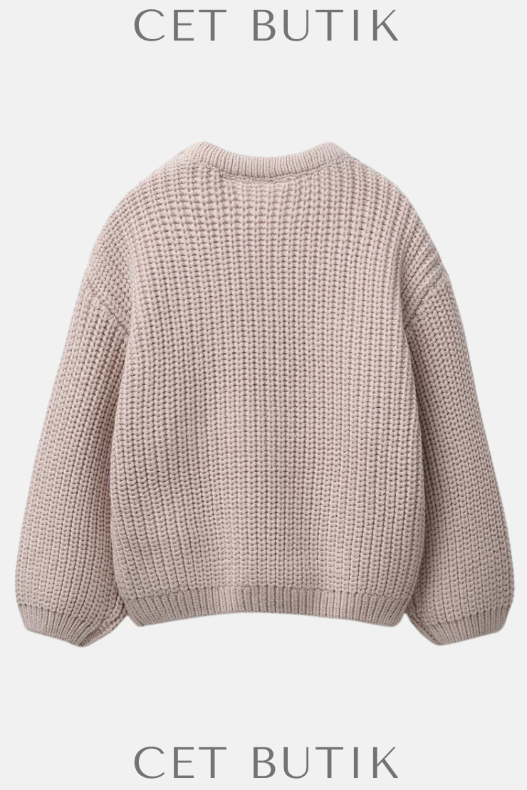 Zara Çiçek Nakışlı Triko Kazak – Açık Bej | Light Beige