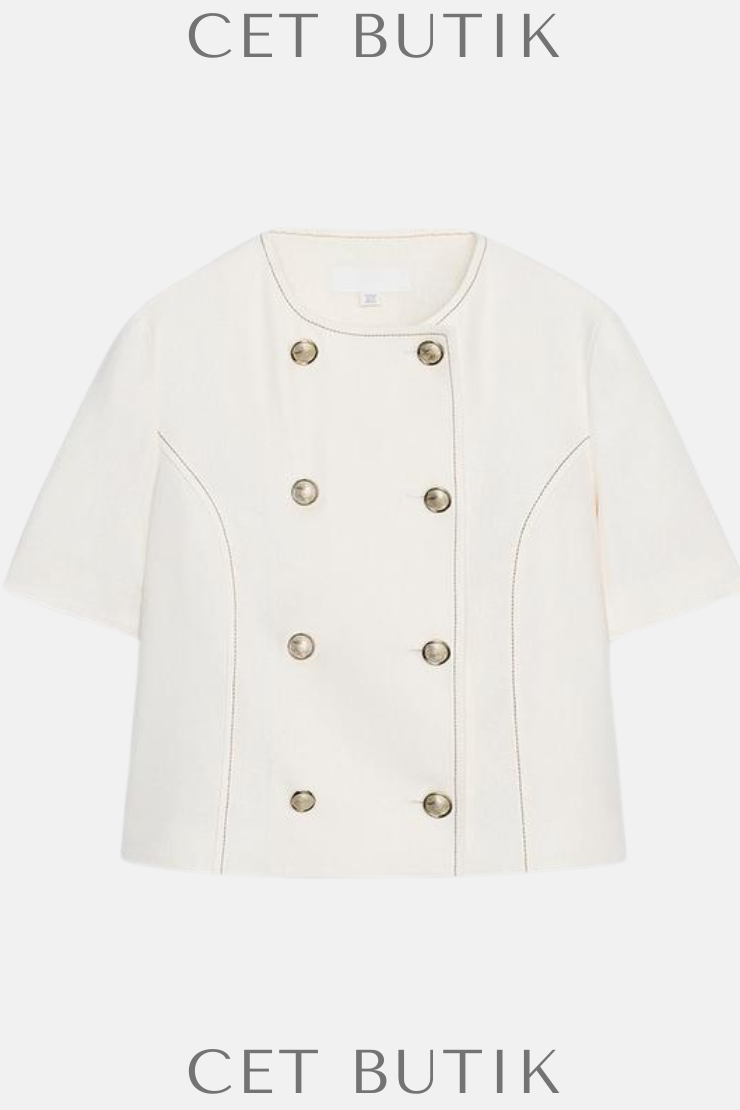 Zara Kadın Kısa Kollu Keten Karışımlı Blazer – Ekru | Şık Yaz Stili