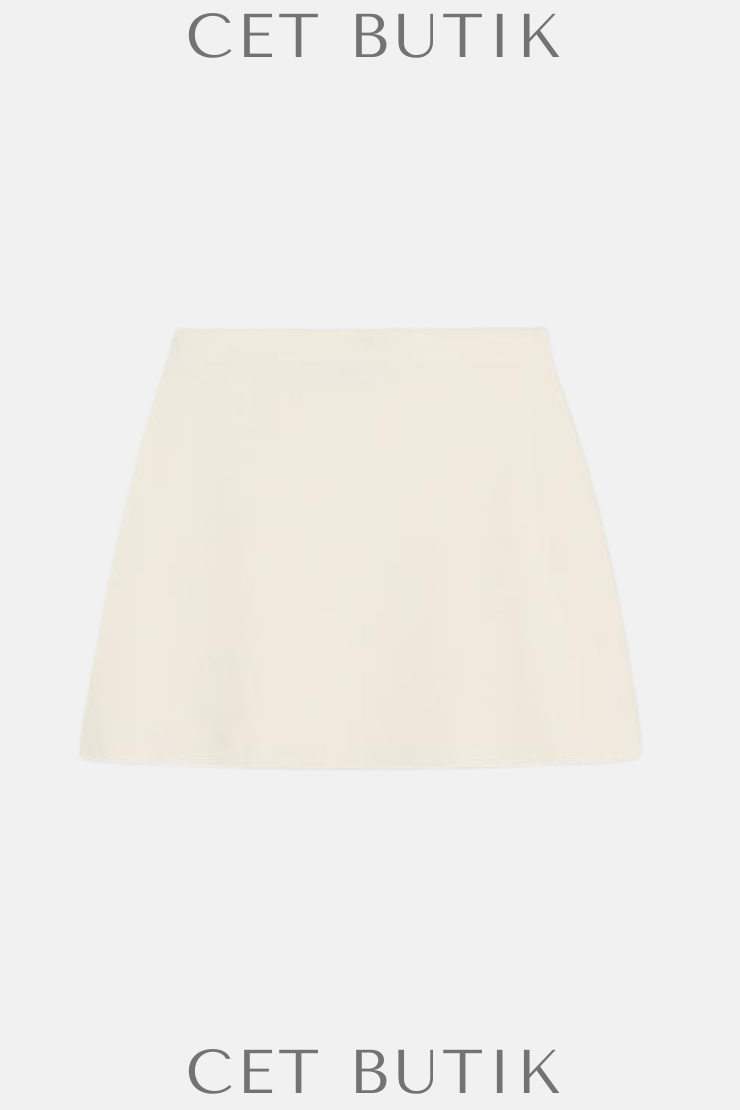 Zara Plain Knit Mini Skirt Kadın Vanilla Renk Triko Mini Etek