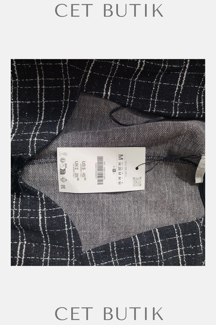 Zara Kadın Plaid Skater Dress Kareli Desenli Uzun Kollu Elbise