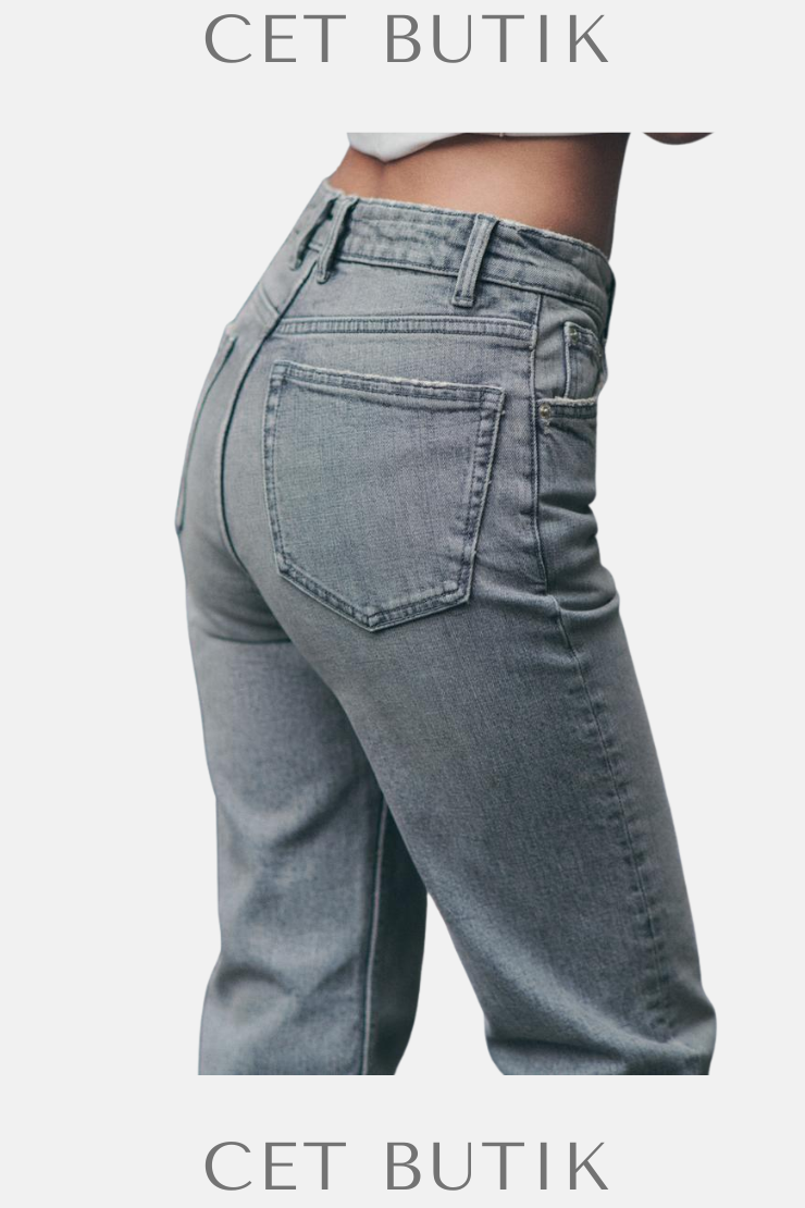 Zara TRF Yüksek Bel Düz Kesim Jean – Mavi | Konfor & Stil Bir Arada