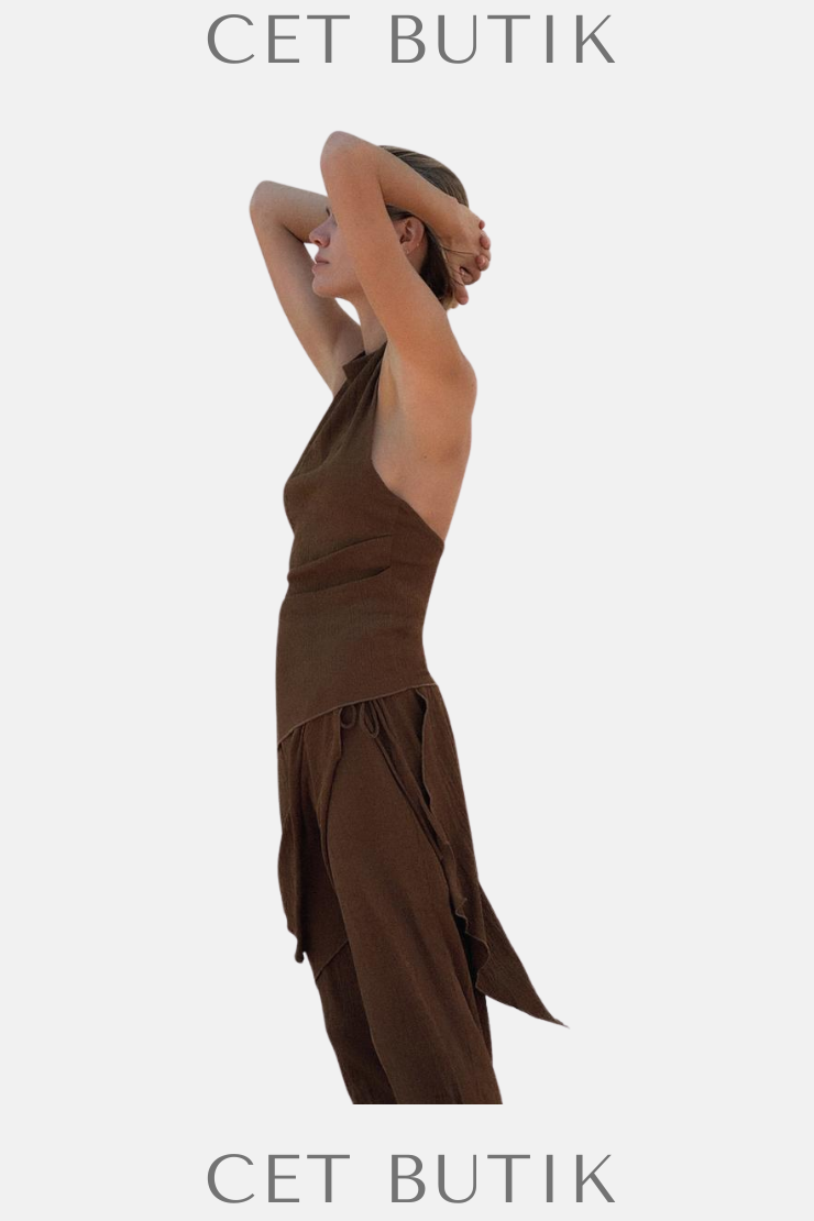 Zara Kadın Textured Draped Halter Top Olive Green Dokulu Asimetrik Halter Üst