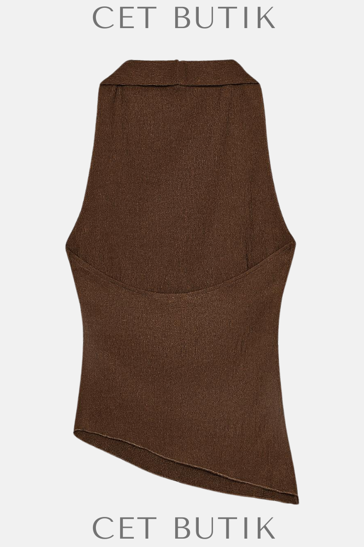 Zara Kadın Textured Draped Halter Top Olive Green Dokulu Asimetrik Halter Üst
