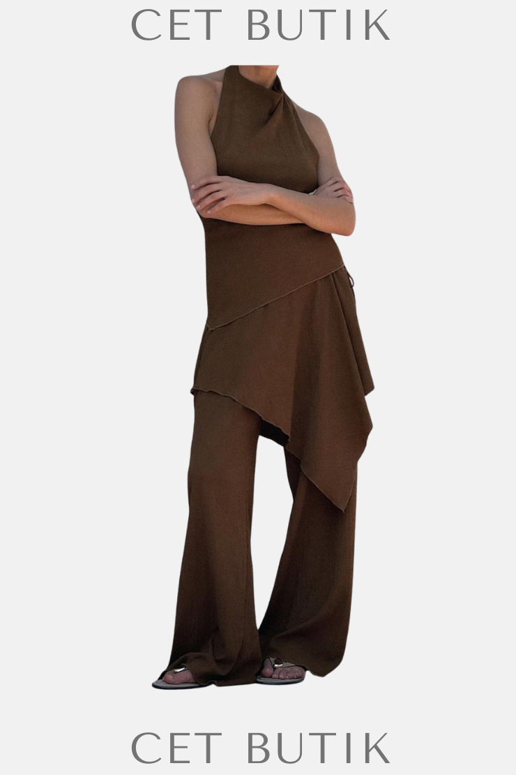 Zara Kadın Textured Draped Halter Top Olive Green Dokulu Asimetrik Halter Üst