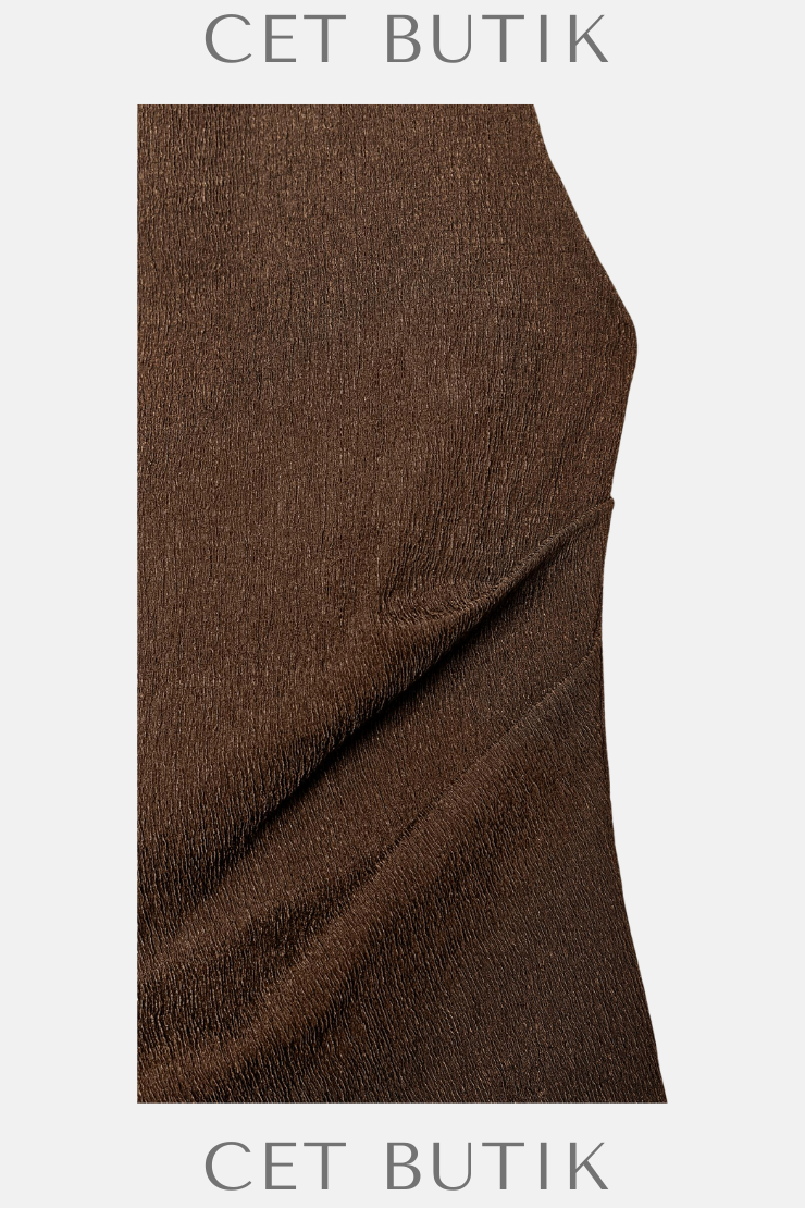 Zara Kadın Textured Draped Halter Top Olive Green Dokulu Asimetrik Halter Üst