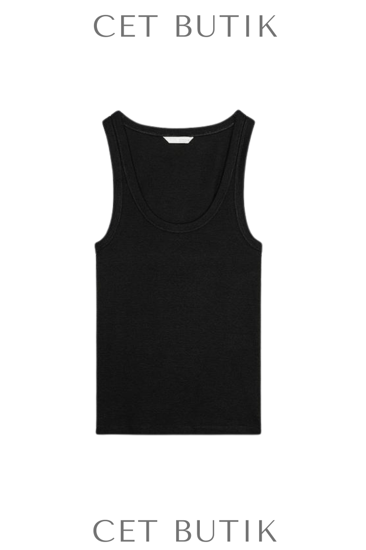Zara Kadın Strappy Rib Top Pamuklu İnce Askılı Rib Kumaş Üst