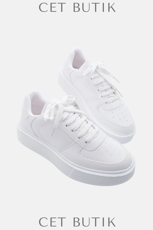 Marjin Azin Beyaz Kadın Sneakers – Kalın Taban & Bağcıklı Spor Stil