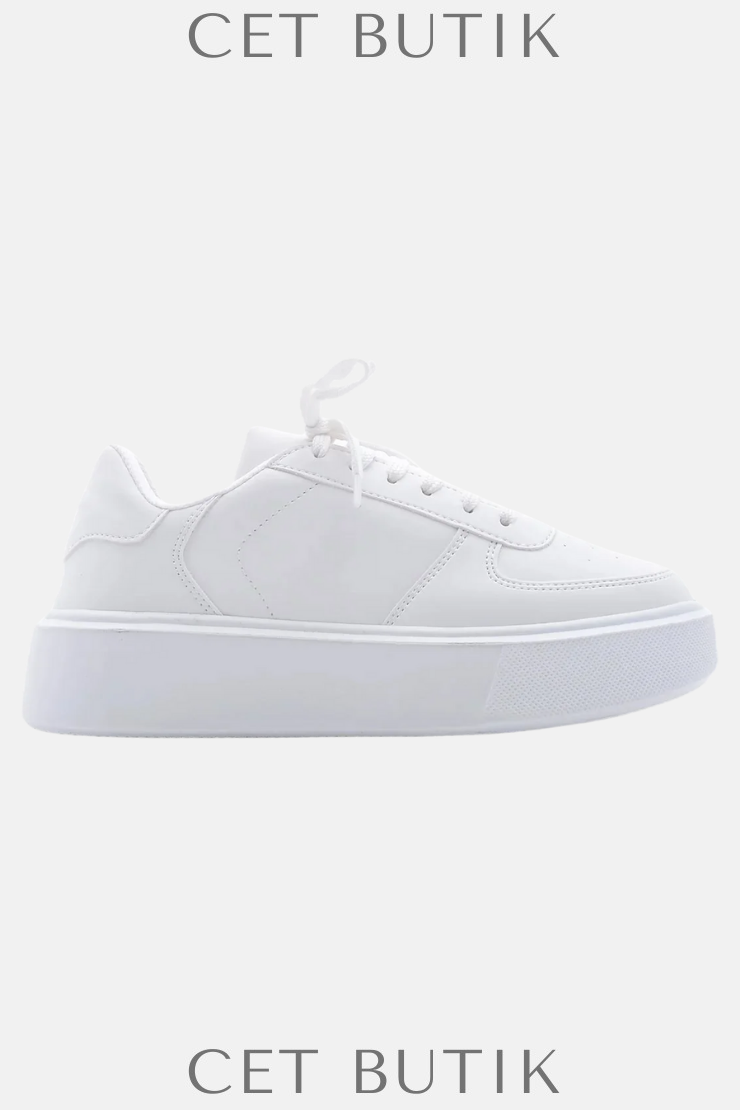 Marjin Azin Beyaz Kadın Sneakers – Kalın Taban & Bağcıklı Spor Stil