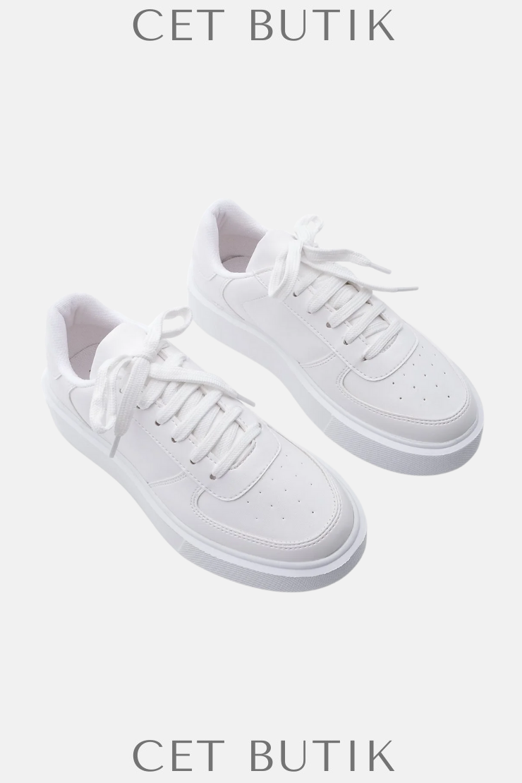 Marjin Azin Beyaz Kadın Sneakers – Kalın Taban & Bağcıklı Spor Stil