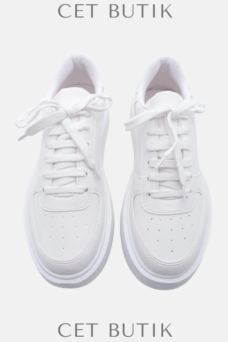 Marjin Azin Beyaz Kadın Sneakers – Kalın Taban & Bağcıklı Spor Stil