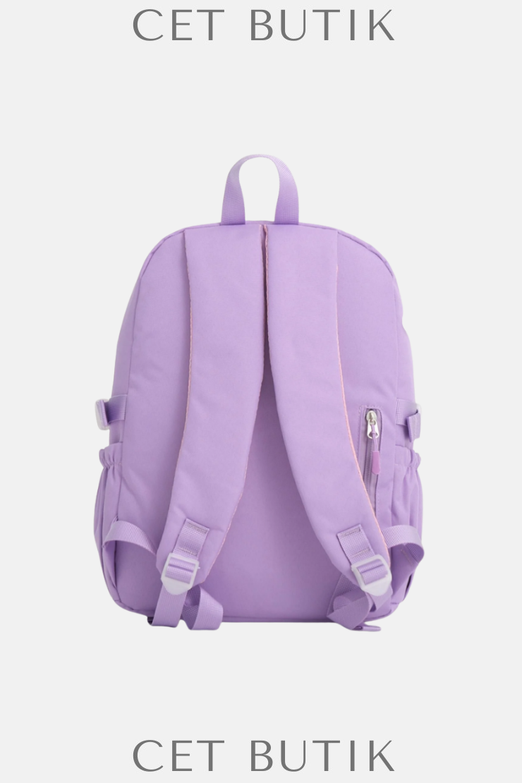Roxbros Kawaii Kore Tarzı Lila Aksesuarlı Sırt Okul Çantası – Unisex Çocuk