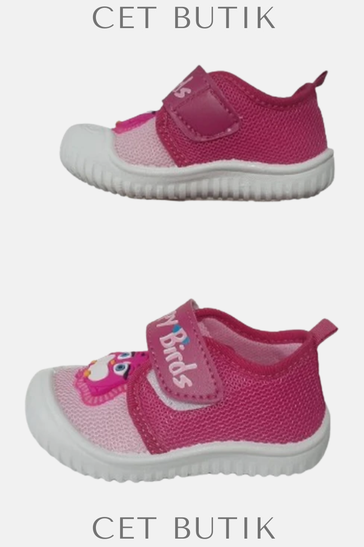 Gezer Kız Çocuk Pembe-Beyaz Kuş Figürlü Panduf – Ev / Okul & Ultra Hafif