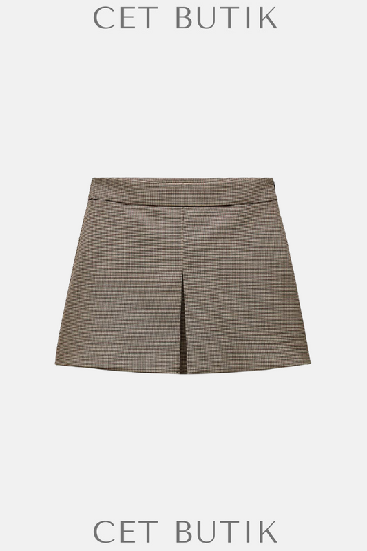 Zara Toffee Renk ZW Collection Kısa Piliseli Etek