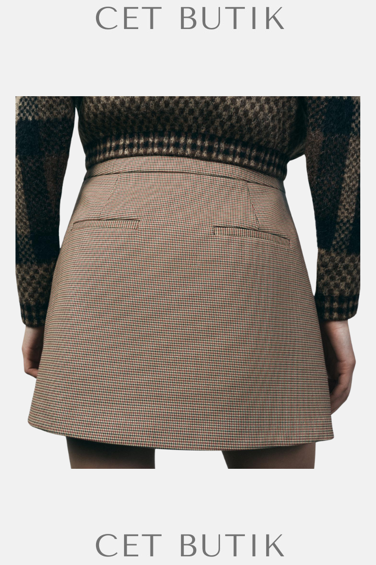 Zara Toffee Renk ZW Collection Kısa Piliseli Etek