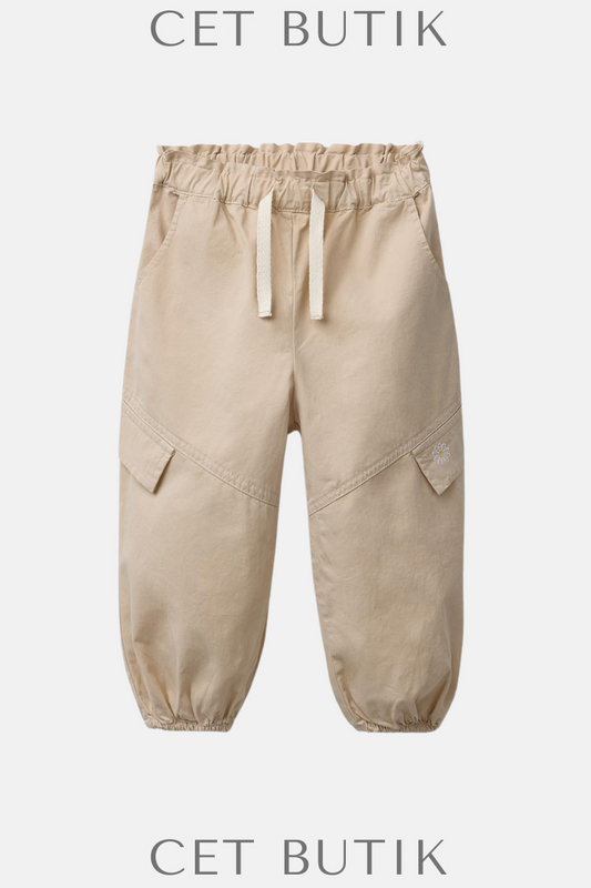 Zara Bej Daisy Parachute Pantolon – %100 Pamuk