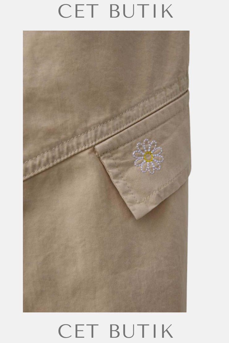 Zara Bej Daisy Parachute Pantolon – %100 Pamuk