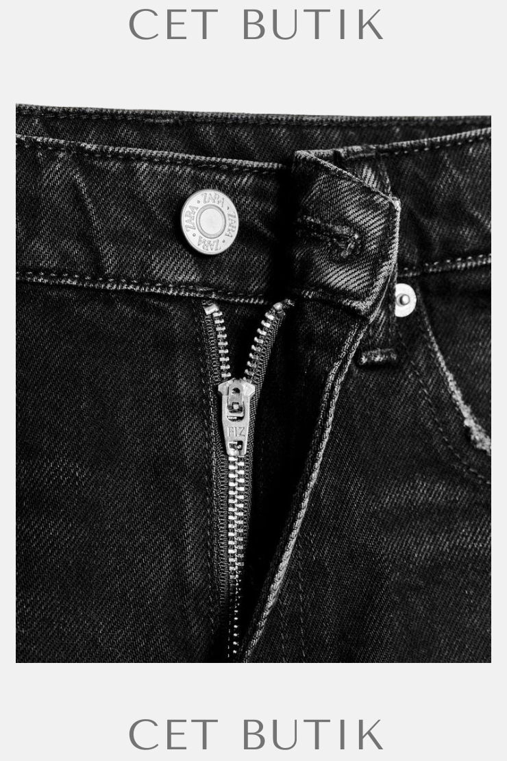 Zara Yüksek Bel Kavisli Denim Şort – Siyah