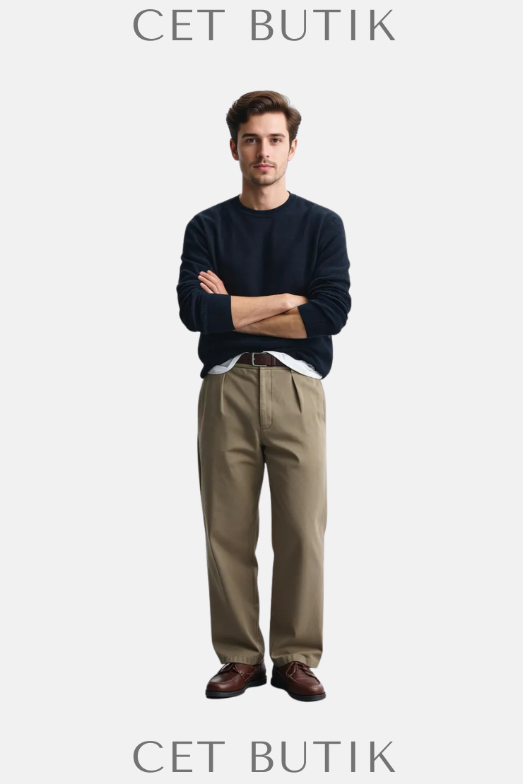 Zara Lacivert %100 Pamuk Basic Triko Kazak – Ribana Detaylı