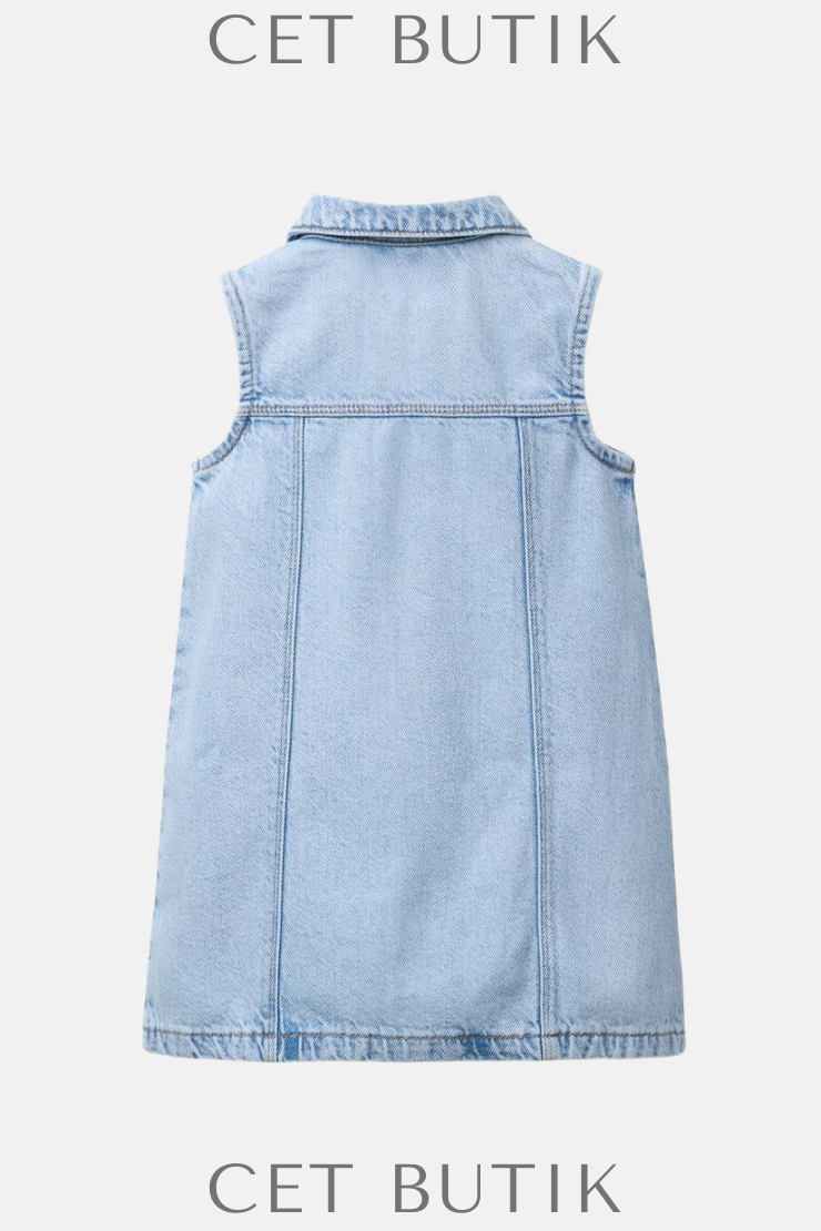 Zara Fermuarlı Denim Elbise – Açık Mavi