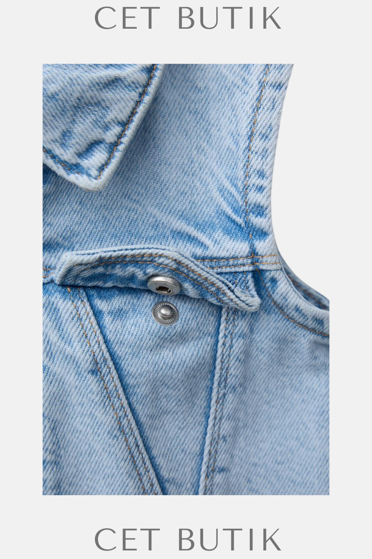 Zara Fermuarlı Denim Elbise – Açık Mavi