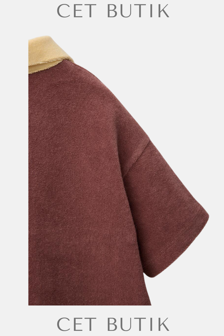 Zara Kontrast Yaka Havlu Kumaş Polo Tişört