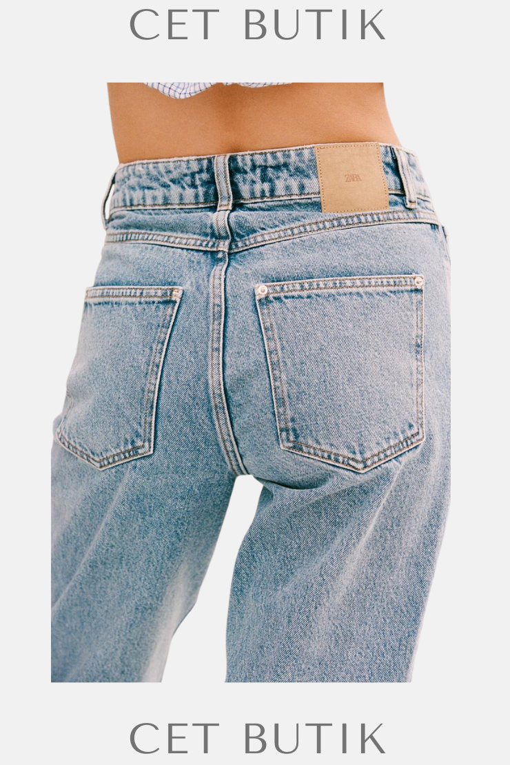 Zara Z-09 Straight Ankle High-Waist Crossover Jean – Mid Blue