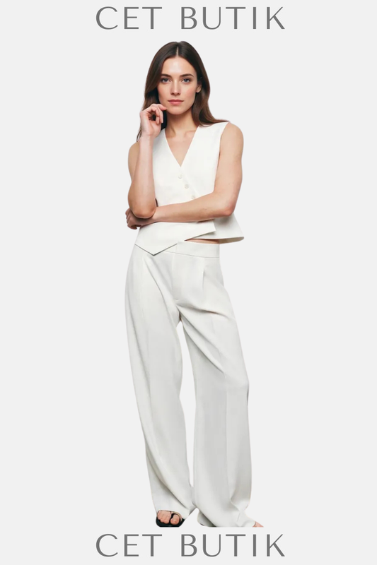 Zara ZW Collection Straight-Leg Pantolon – Ecru (Ref. 3811/048/712)